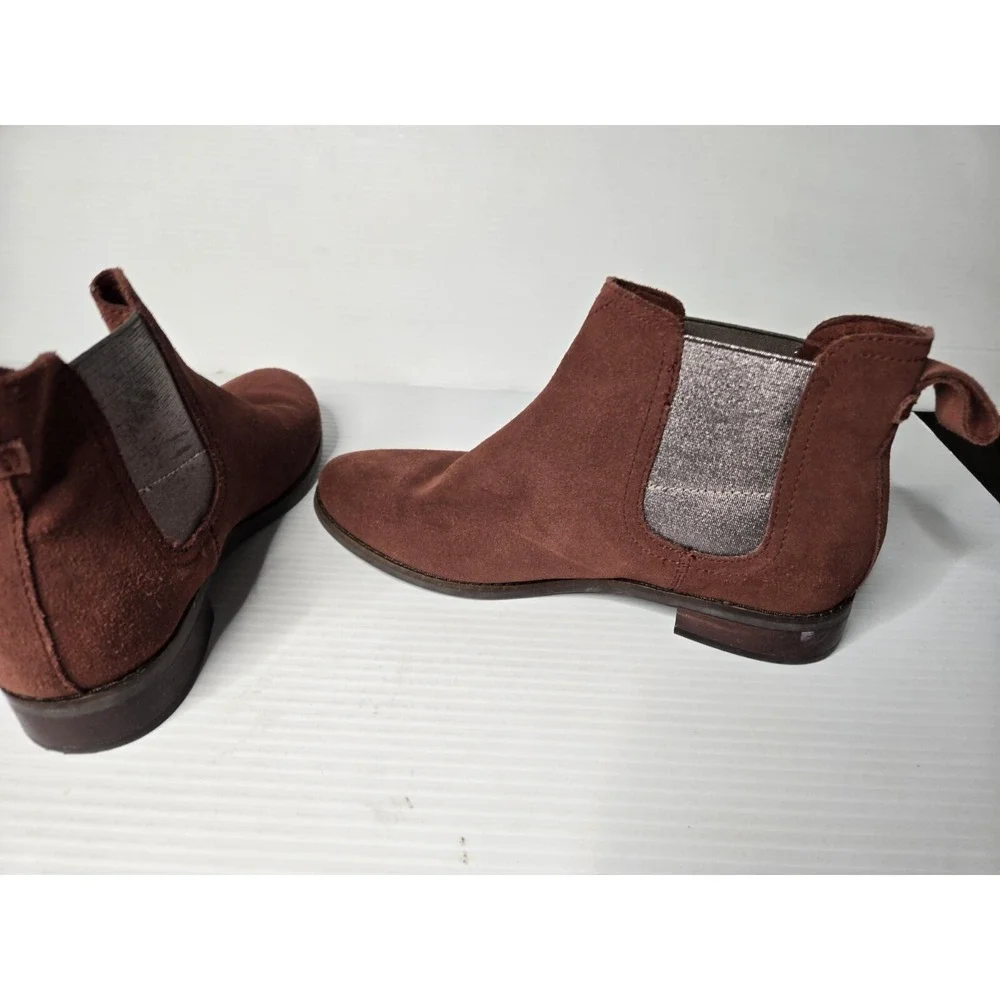 Women's‎ TOMS Ankle Boots Booties Burgundy Metallic Chelsea Size 6 W